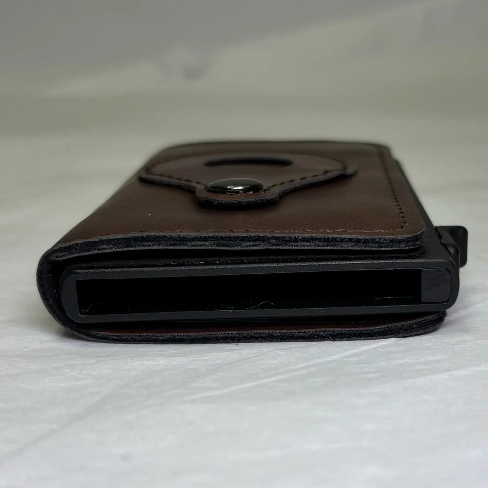 AirTag Brown Wallet Anti Theft Bullet Card Bag Multi-functional Rfid Card Holder